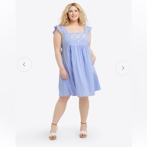 Draper James blue embroidered dress